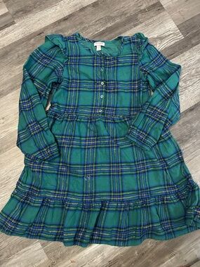 Cat & Jack Green and Blue Plaid Ruffle-Hem Dress